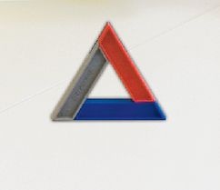 Feuer-Dreieck, rot-blau-schwarz