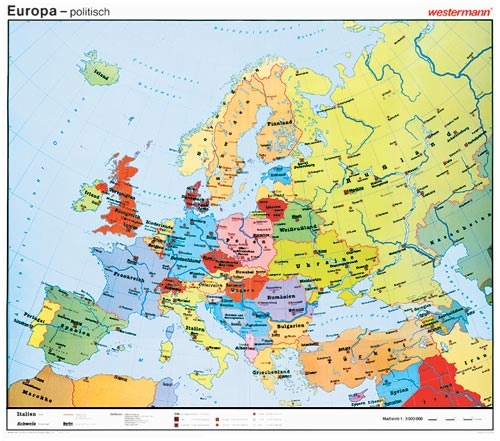 Wandkarte Europa, politisch, 202x185 cm
