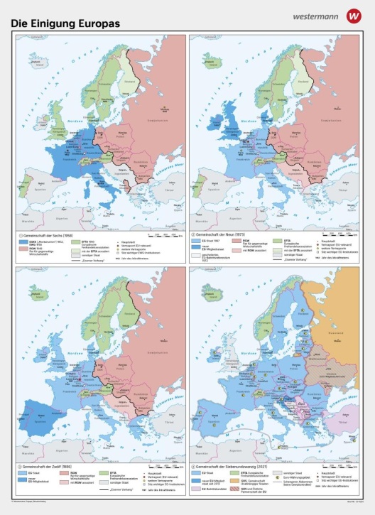Wandkarte Die Einigung Europas 147x202 cm