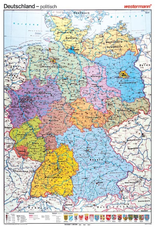 Wandkarte Deutschland, gesamt