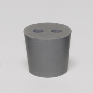 Gummistopfen, grau, mit 2 Bohrungen 8 mm, 31/25 mm