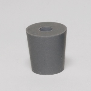 Gummistopfen, grau, mit 1 Bohrung 8mm, 49/42 mm