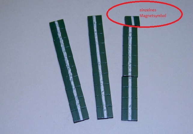 Magnetsymbol für Zusatzplan, 10x15mm, dunkelgrün mit weißem Streifen
