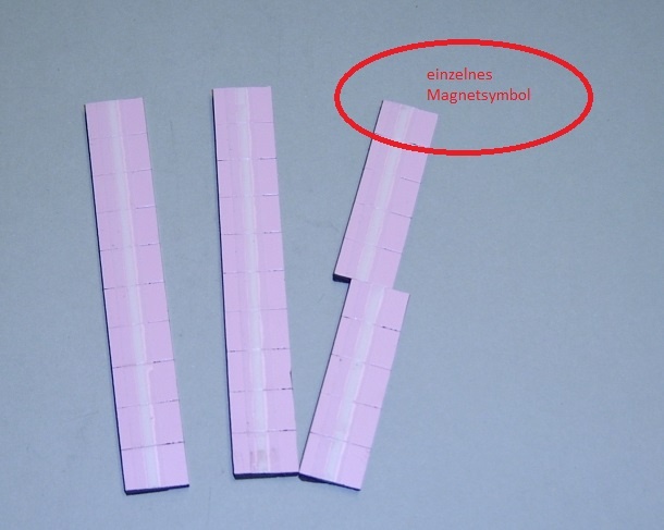 Magnetsymbol für Zusatzplan, 10x15mm, rosa mit weißem Streifen