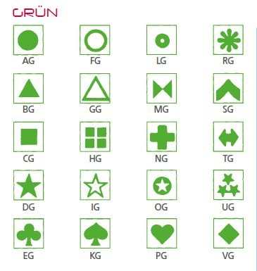 Symbolbogen für Kippmagnete, selbstklebend, 600 Symbole, grün