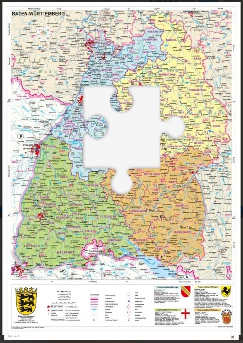 Baden-Württemberg, politisch, magnetisches XXL-Puzzle