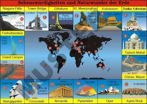 Transparentsatz Sehenswürdigkeiten und Naturwunder der Erde