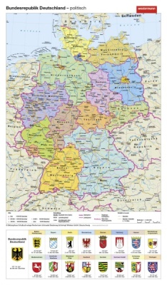 Handkarte (im 10er Set) Deutschland, physisch/politisch