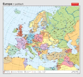 Wandkarte Europa, physisch / politisch, 155x144 cm