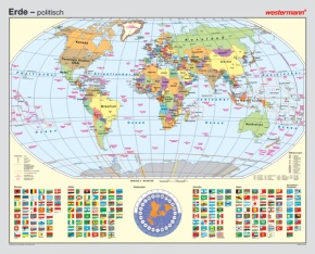 Wandkarte Die Erde, physisch/politisch, 186x150 cm