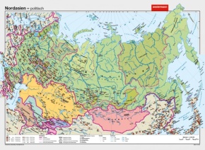 Wandkarte Nordasien, physisch/politisch, 202x148 cm