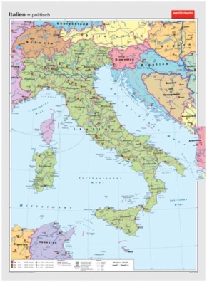 Wandkarte Italien, physisch/politisch, 147x202cm