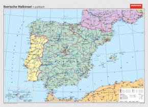 Wandkarte Iberische Halbinsel, physisch/politisch, 202x147 cm
