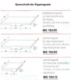 Satz Kippmagnete für Stundenplan, braun mit Streifen - weiß