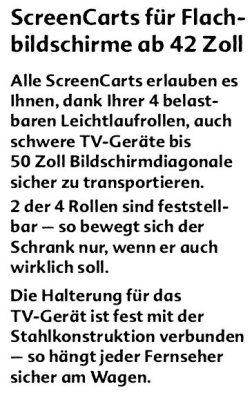 Fahrbares Gestell ScreenCart für Flachbildschirme 27-50