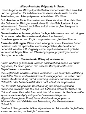 Mikropräparate in Serie - Würmer (Helminthes),  20 Präparate